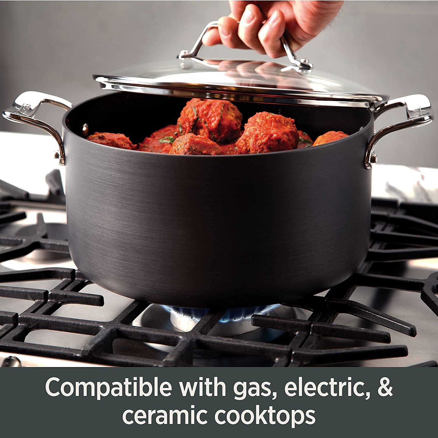 All-Clad H9112S64 Essentials Nonstick Hard Anodized 8.5 and 10.5-inch Fry Pans?? 2 Piece?? Grey - Image 4