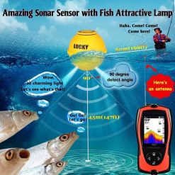 Alternative view of LUCKY Portable Fish Finder Transducer Sonar Sensor 147 Feet Water Depth Finder LCD Screen Echo Sounder Fishfinder with Fish Attractive Lamp for Ice Fishing Sea Fishing