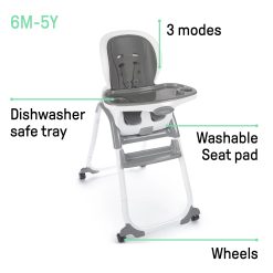 Alternative view of Ingenuity SmartClean Trio Elite 3-in-1 Convertible High Chair, Toddler Chair, and Booster Seat, For Ages 6 Months and Up, Unisex – Slate