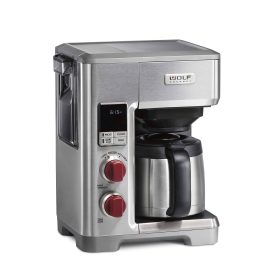Wolf Gourmet – 10-Cup Coffee Maker with Water Filtration – Stainless Steel/Red Knob