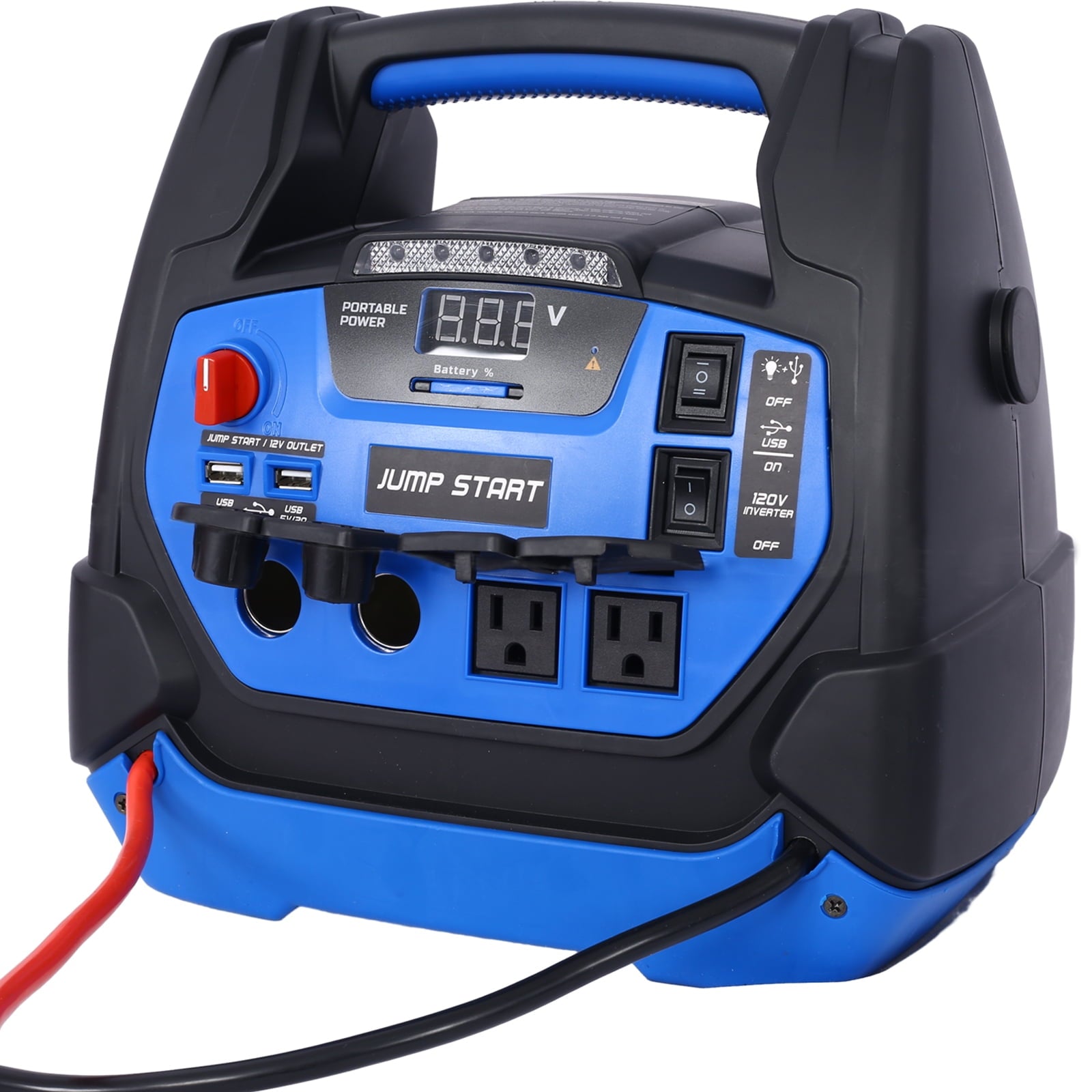 Rechargeable Jump Starter for Gas Diesel Vehicles – 1800 Amps with Air Compressor and AC, 12V DC, USB Power Station - Image 3