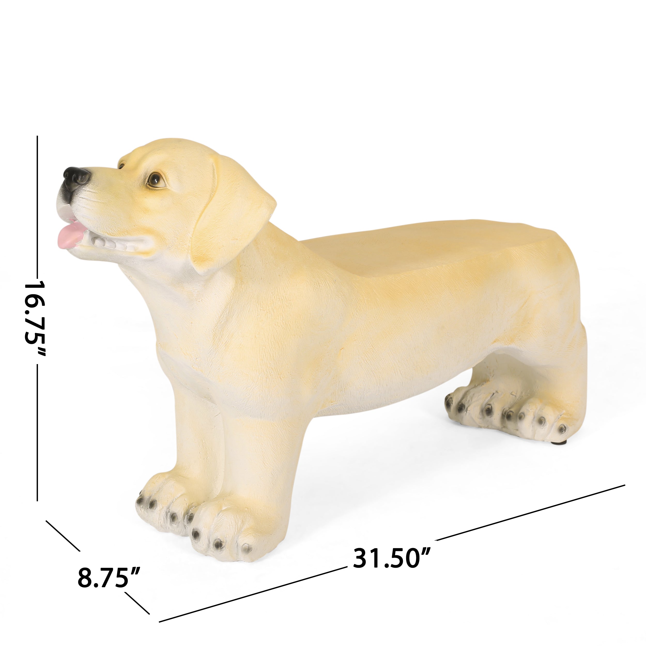 Hargis Outdoor Labrador Dog Garden Bench, Light Brown - Image 5
