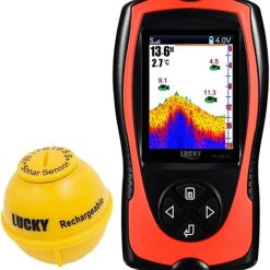 LUCKY Portable Fish Finder Transducer Sonar Sensor 147 Feet Water Depth Finder LCD Screen Echo Sounder Fishfinder with Fish Attractive Lamp for Ice Fishing Sea Fishing